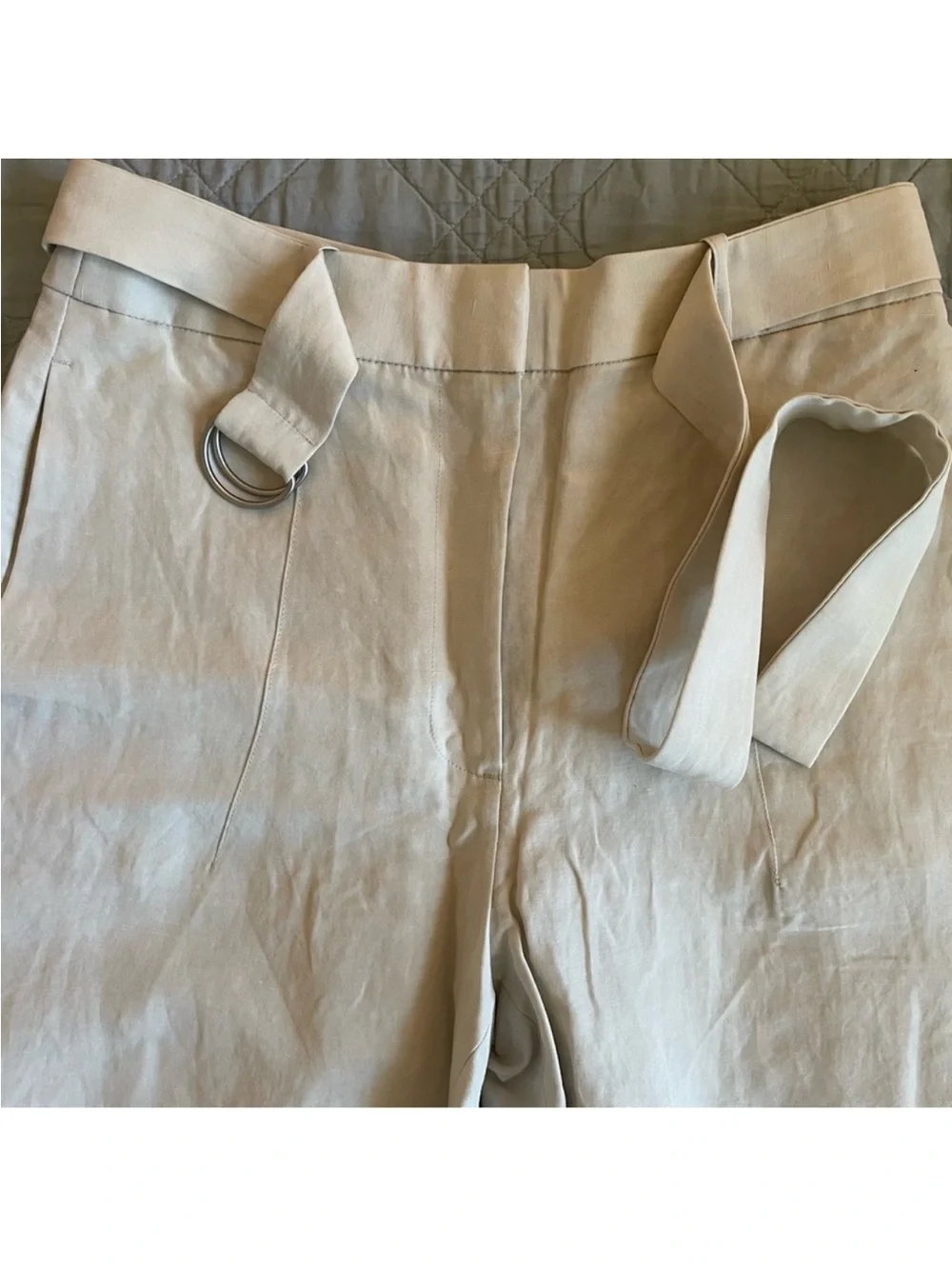 NWT! Banana Republic Cream High-Rise Barrel Tencel-Linen Pant - 713482 🗺️1️⃣